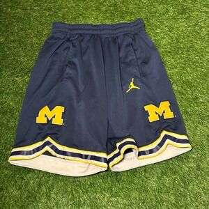 Jordan Michigan Wolverines Basketball Shorts Navy Blue Yellow Mens Small Dri-FIT